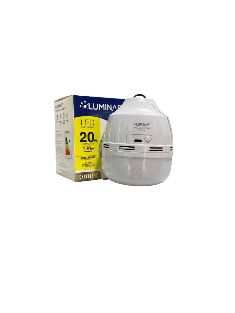 BOMBILLO LED 20W RECARGABLE 85-265VAC 6500K