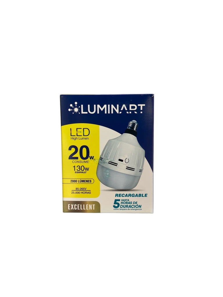 BOMBILLO LED 20W RECARGABLE 85-265VAC 6500K