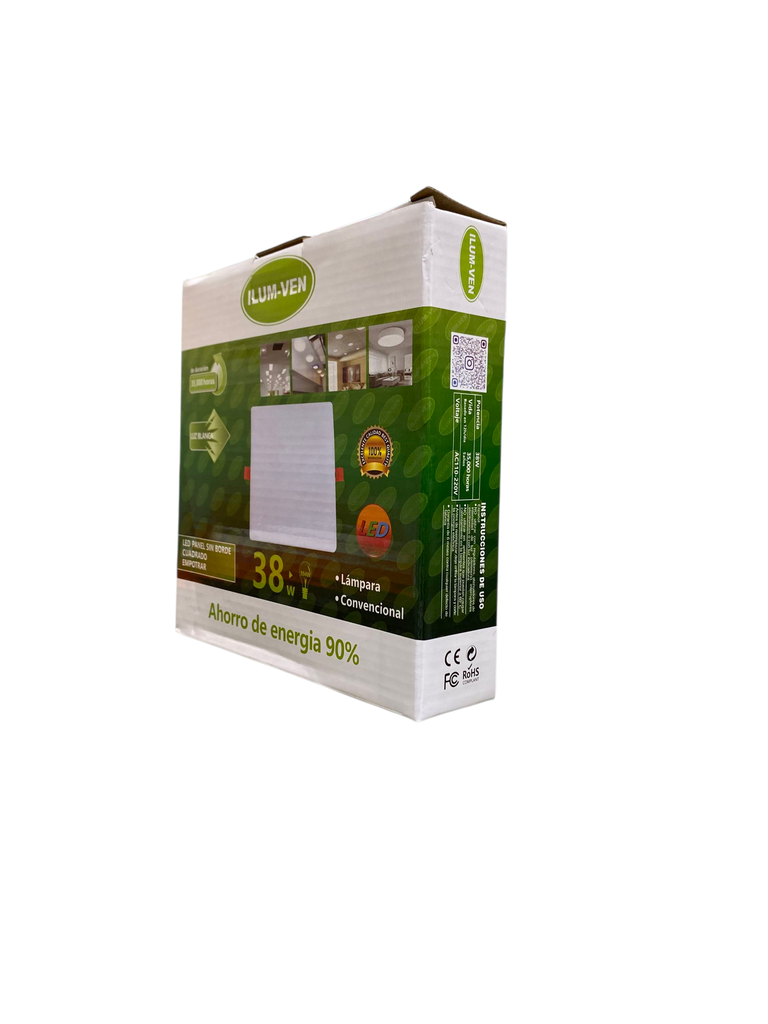PANEL LED 38W CUADRADO EMPOTRABLE BORDE INFINITO 110-220V 