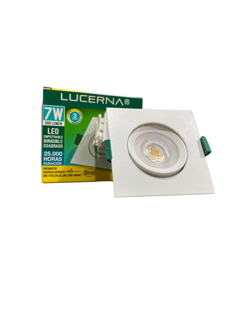 PANEL LED 7W CUADRADO EMPOTRABLE DIRIGIBLE 100-240V 3TONO (3K, 4K Y 6.5K) 560LM