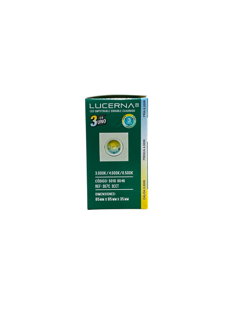 PANEL LED 7W CUADRADO EMPOTRABLE DIRIGIBLE 100-240V 3TONO (3K, 4K Y 6.5K) 560LM