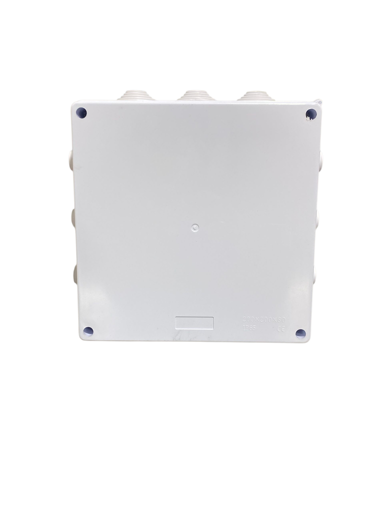 CAJA DE DERIVACION PLASTICA 200X200X80mm (7,9X7,9X3") PREPONCHADO IP65  COLOR BLANCO ANDELI