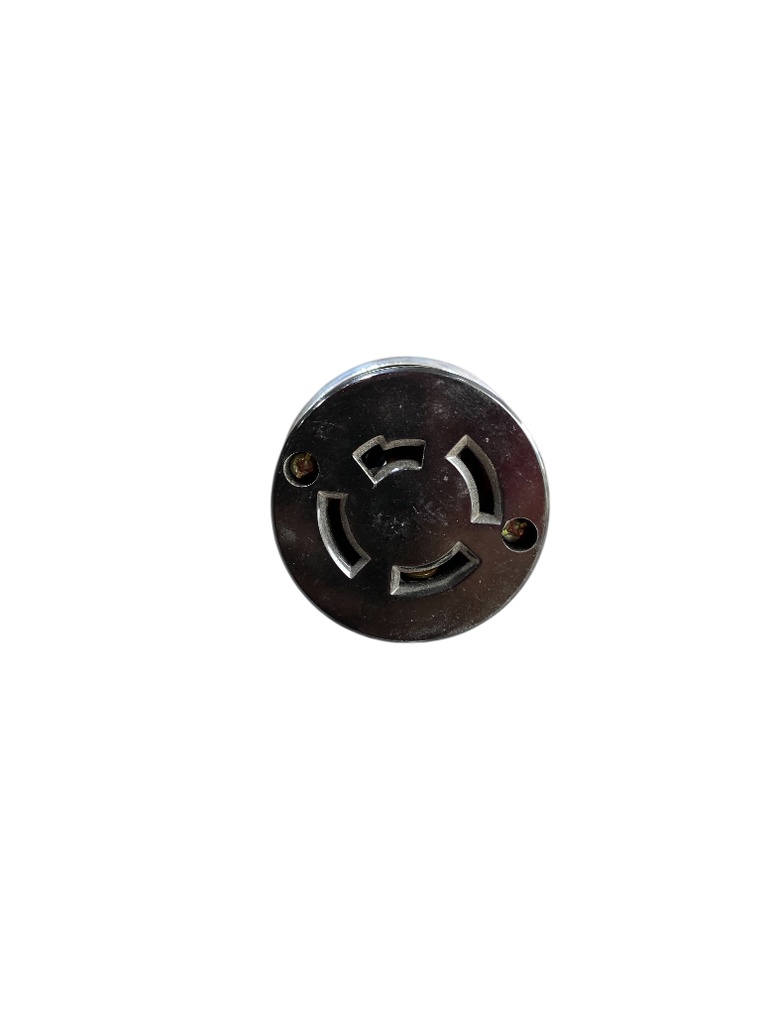 TOMA AEREA INDUSTRIAL MEDIA VUELTA 4P 20A 125V / 250V  BAQUELITA NEGRA - ARO DE METAL