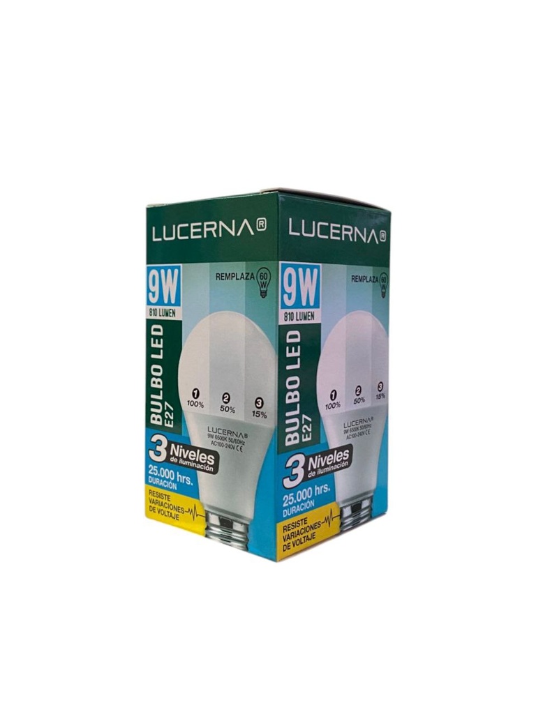 BOMBILLO LED 9W 810LM 6.500°K IP20 100-240V E27  3 NIVELES