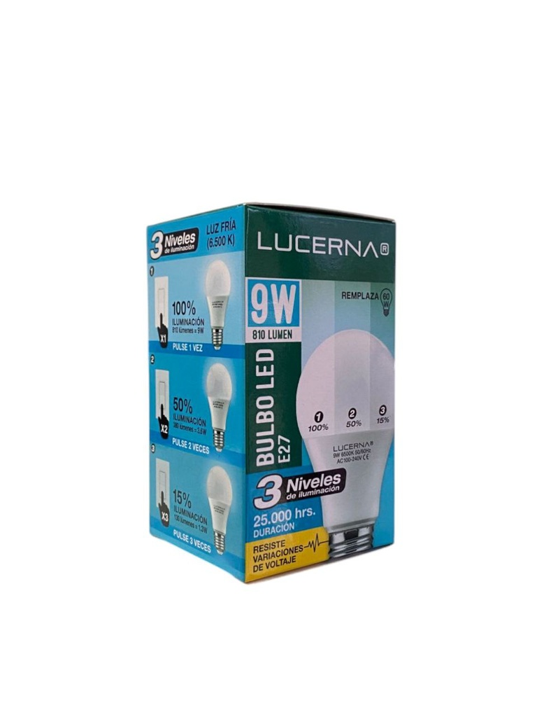 BOMBILLO LED 9W 810LM 6.500°K IP20 100-240V E27  3 NIVELES