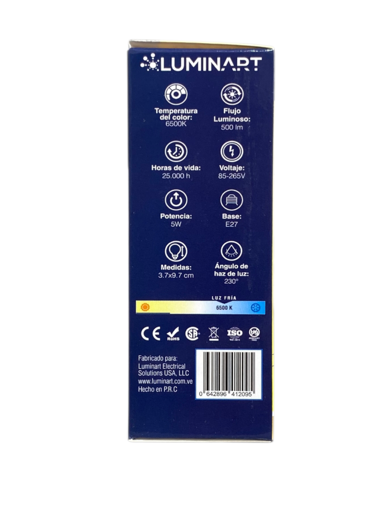 BOMBILLO LED 5W TUBULAR 85-265V 6.500°K