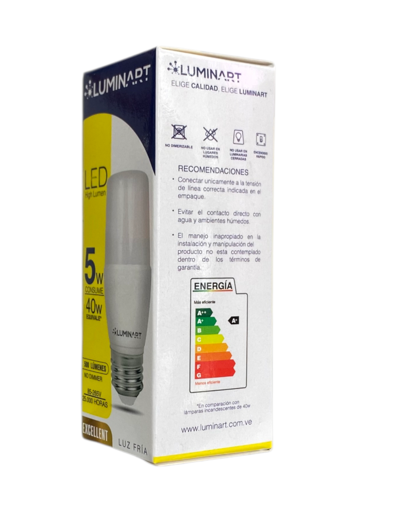 BOMBILLO LED 5W TUBULAR 85-265V 6.500°K