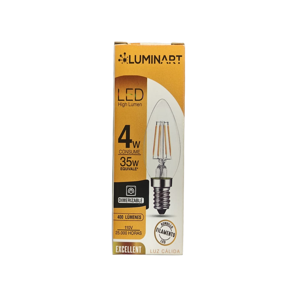 BOMBILLO LED 4W TIPO VELA E14 110VAC 2700°K 