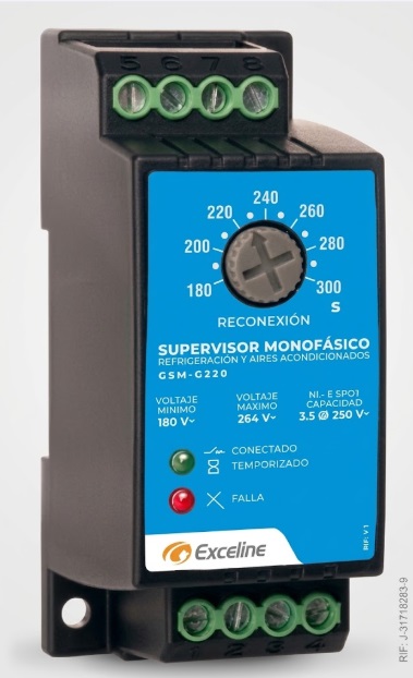 SUPERVISOR DE VOLTAJE MONOFASICO 220 Vca PARA REFRIGERACION Y AIRES ACONDICIONADOS