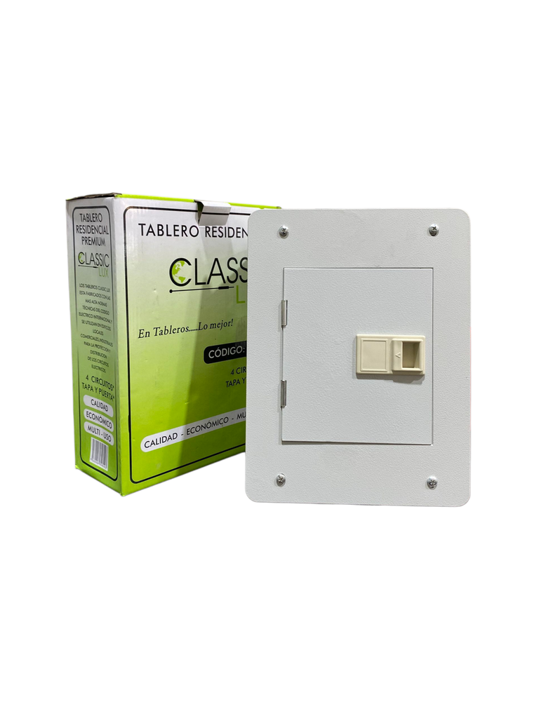 TABLERO RESIDENCIAL 4 CIRCUITOS EMPOTRABLE PREPONCHADA CON TAPA/PUERTA PINTURA ELECTROSTATICA GRIS 125/240 Vca