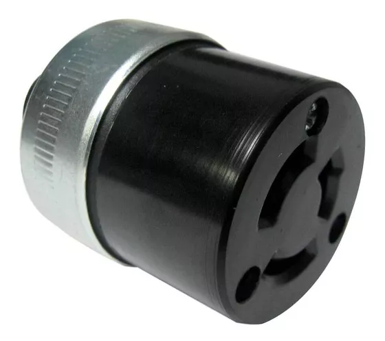TOMACORRIENTE P/GENERADORES ELECTRICOS 3P 20A 125/250V 3W  MEDIA VUELTA AEREO BAQUELITA NEGRA - ARO DE METAL