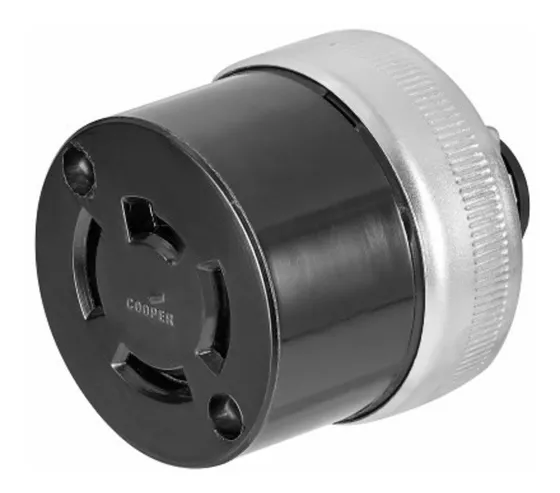 TOMACORRIENTE P/GENERADORES ELECTRICOS  4P 20A 125V/250V MEDIA VUELTA AEREO BAQUELITA NEGRA - ARO DE METAL