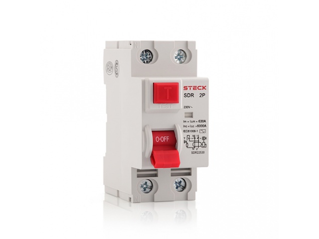 INTERRUPTOR DIFERENCIAL TIPO RIEL 80A 2 POLOS 30MA 230V STECK