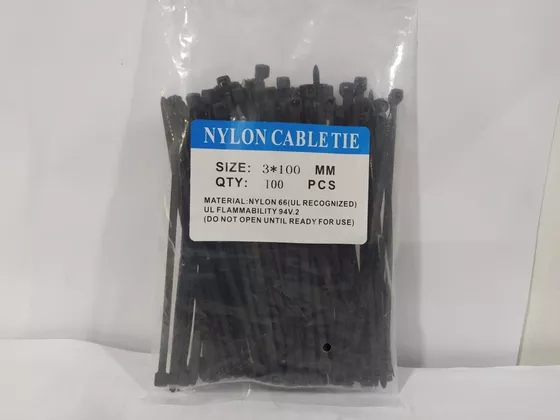 AMARRE-TIRRAJE DE NYLON NEGRO 3X100MM (100 UNIDADES)