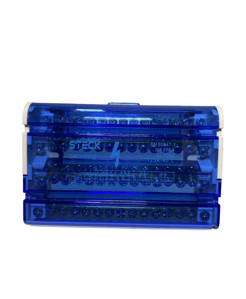 BLOQUE DE DISTRIBUCION 4P 8 MODULOS 125 A 18 KACC 15 CONEXIONES 