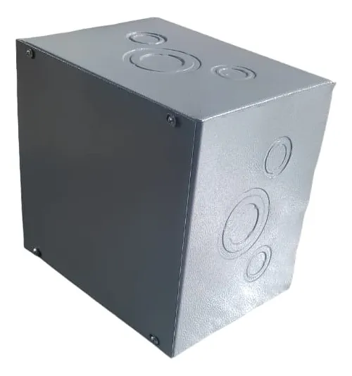 CAJA DE DERIVACION METALICA 150x150x100mm (6X6X4") EMT PREPONCHADA PINTURA ELECTROSTATICA GRIS