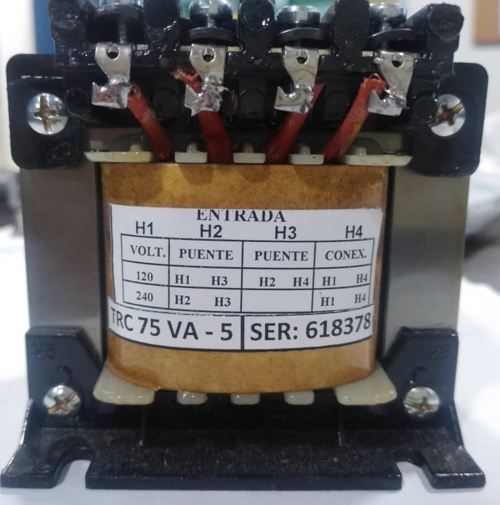 TRANSFORMADOR DE CONTROL (DE TENSION) 240-120/24-12 Vca 75 VA TT0075VA12-ARC ANTECA