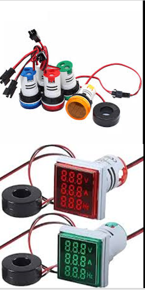 LUZ PILOTO LED 50-500V 0-100A C/INDICADOR VOLTIAMPERIMETRO