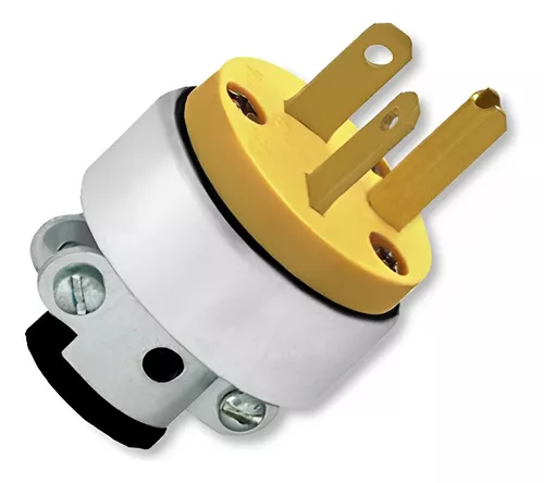 ENCHUFE MACHO METALICO 2P+T 125V 15A AMARILLO LD-669 ILUM-VEN