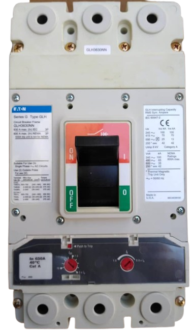BREAKER 3x630 A CAJA MOLDEADA  UNIDAD TERMICA AJUSTABLE 504-630 A, UNIDAD MAGNETICA AJUSTABLE 5-10xIn GLH3630NN EATON