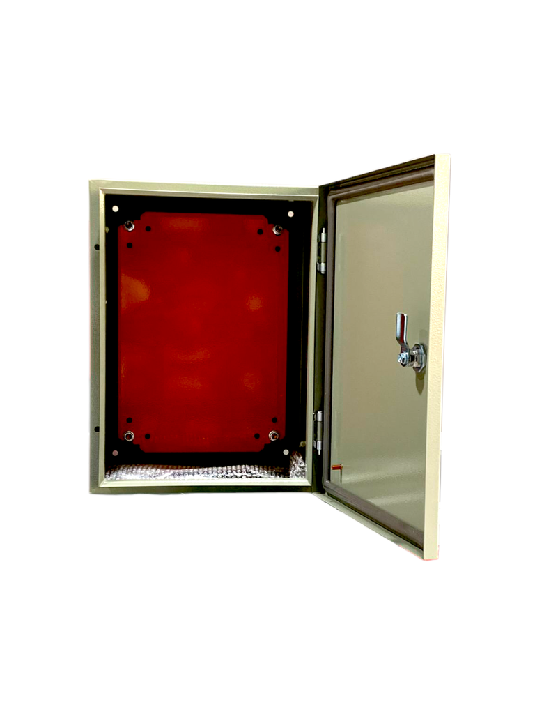 CAJA DE CONTROL 400x300x200mm IP65 USO EXTERIOR  C/PUERTA Y CERRADURA DOBLE FONDO PINTURA ELECTROSTATICA BEIGE  CON18262