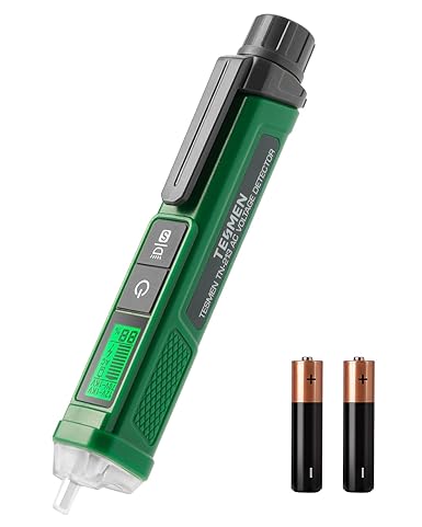 PROBADOR DE VOLTAJE SIN CONTACTO, CA 12 V/70 V-1000 V, RANGO DOBLE, PANTALLA LCD EN PORCENTAJE, ALARMA DE ZUMBADOR, PROBADOR DE CABLE VIVO MARCA TESMEN