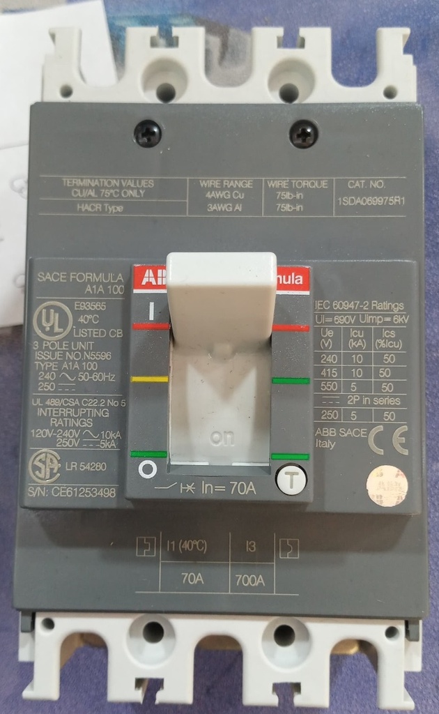 BREAKER 3X70A CAJA MOLDEADA FORMULA A1A FIJO 