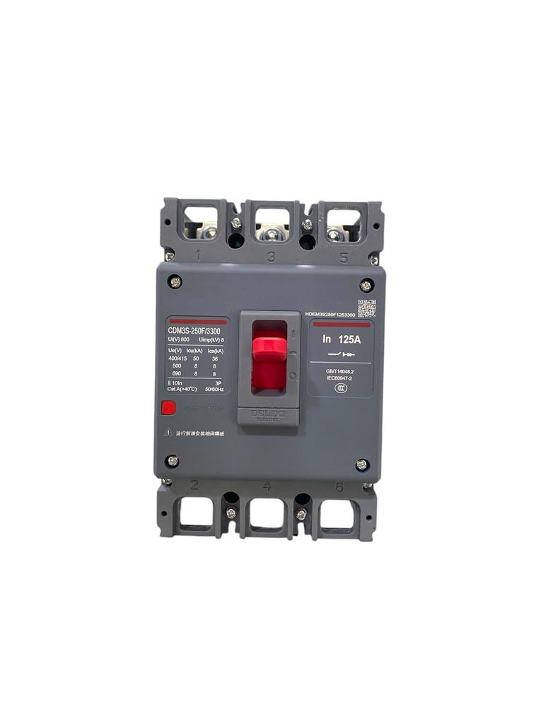 BREAKER 3X125A CAJA MOLDEADA 250F/3300 SERIE CDM3S DELIXI