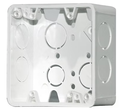 CAJETIN PLASTICO CUADRADO 4x4" PVC SALIDA COMBINADA 1/2" - 3/4"