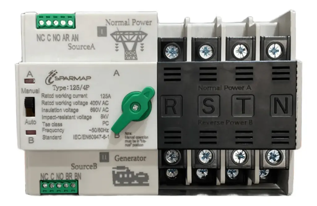 TRANSFERENCIA AUT/MANUAL 125 A 4P 50/60 Hz. 220 V ATS-125A/SPARMAP SPARMAP