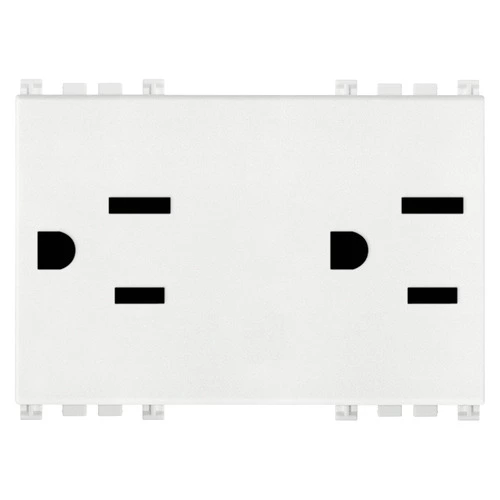 TOMACORRIENTE DOBLE TIPO 270 127V 15A 2P+T USA BLANCO 19246.B LINEA