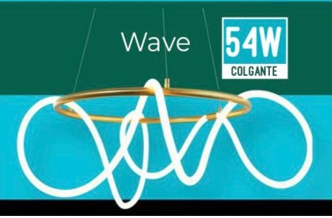 LUMINARIA LED DECORATIVA COLGANTE 54 W 3 TONOS, COLOR ORO SERIE WAVE S-WAVE-C2-O LUCERNA