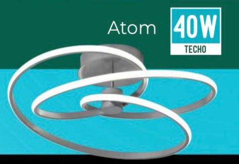 LUMINARIA LED DECORATIVA DE TECHO 40 W 3 TONOS C/CONTROL REMOTO, COLOR PLATA SERIE ATOM
