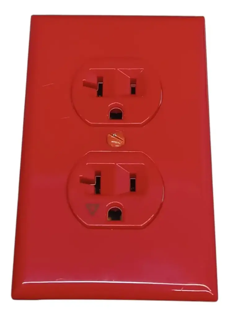 TOMACORRIENTE DOBLE TIPO 270 125V 20A 2P+T POLARIZADO HOSPITALARIO  ROJO  C/TAPA  NEMA 5-20R  CLASSIC LUX