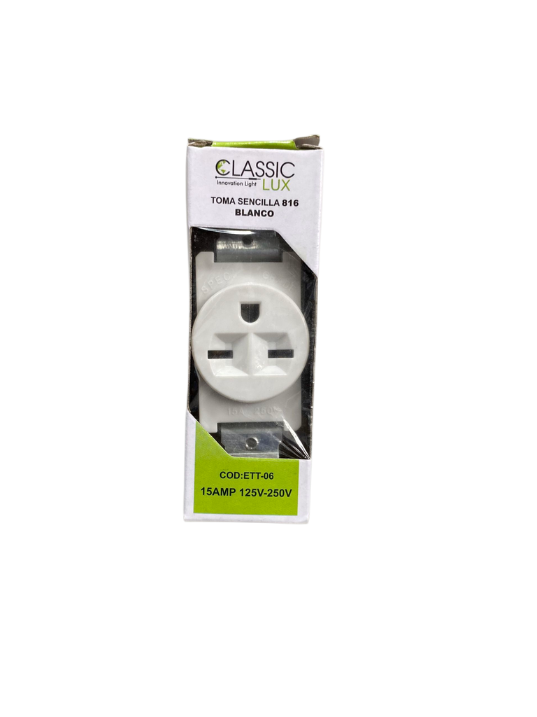 TOMACORRIENTE SENCILLO TIPO CHINO15AMP,250V, NEMA 6-15R CLASSIC LUX 