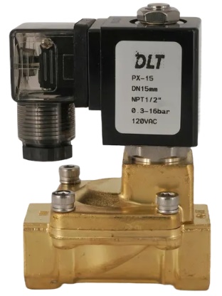 VALVULA SOLENOIDE 2 VIAS 1/2" 120 Vca NC SELLO NBR -10 a 90ºC, NPT 1/2" PX-15 DLT