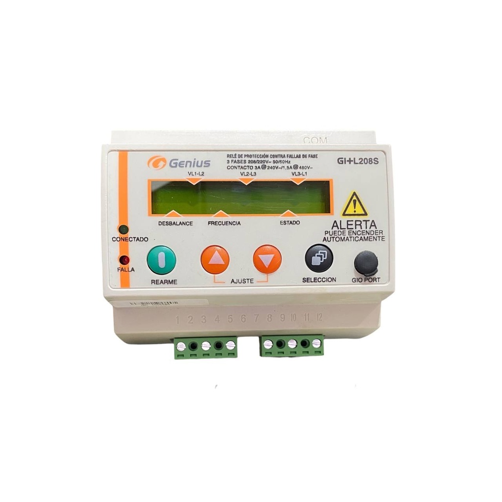 RELE DE PROTECCION CONTRA FALLAS DE FASE LINEA A LINEA PANTALLA DIGITAL GI+L208S