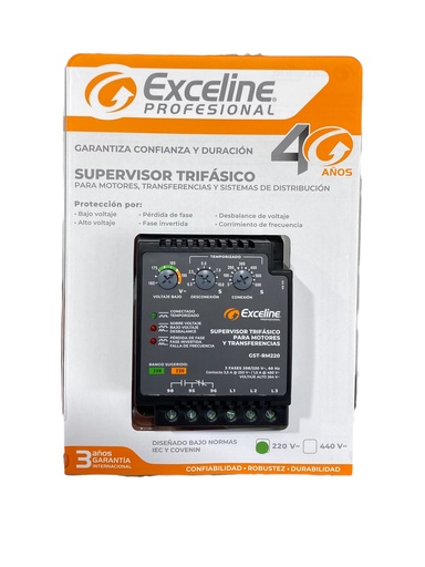 [GST-RM220] SUPERVISOR DE VOLTAJE TRIFASICO P/MOTORES, TRANSFERENCIAS Y BOMBAS 208/220V GST-RM220 MARCA EXCELINE