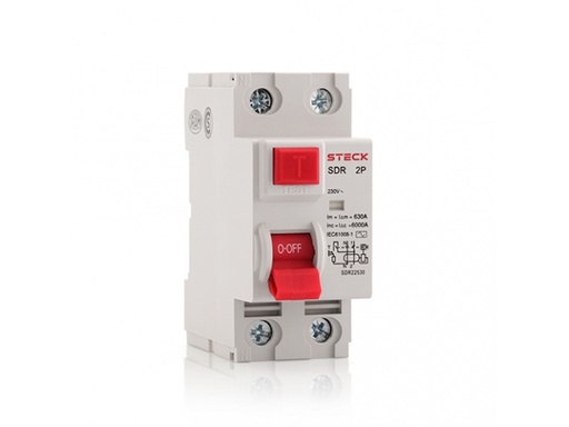 [SDR24030] INTERRUPTOR DIFERENCIAL TIPO RIEL 40A 2 POLOS 30MA 230V STECK