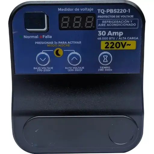 [TQ-PBS220-1] PROTECTOR DE VOLTAJE REFRIGERACION Y AIRE ACONDICIONADO 220V 30AMP 48.000BTU ALTA CARGA