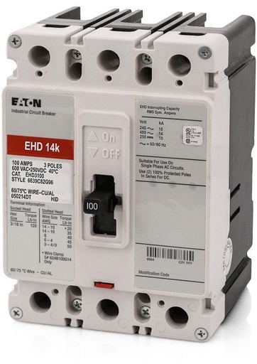 [EHD3100H] BREAKER 3X100 A CAJA MOLDEADA  240V/18KA 480V/14KA 