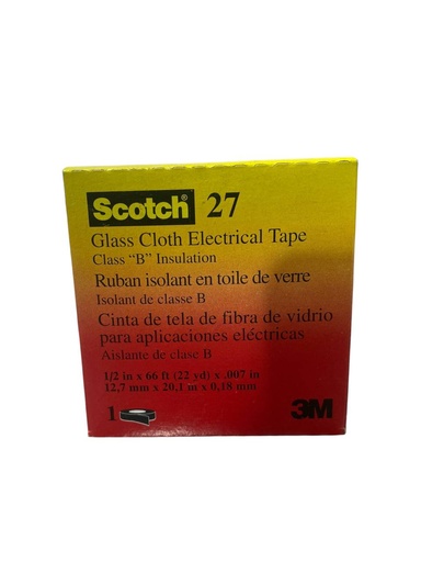 [FV-SCOTCH27-1/2] TEIPE 3M™ SCOTCH 27 CINTA ELÉCTRICA DE FIBRA DE VIDRIO, 1/2 IN X 66 FT (20 MTS.)