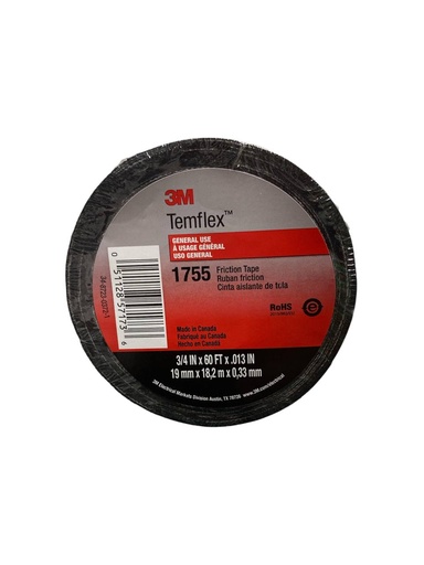 [1755] TEIPE 3M™ Temflex™ Cotton Friction Tape
3/4" x 18,2 mt, Negro