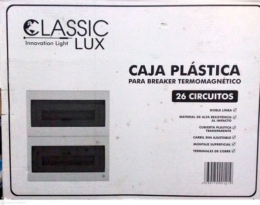 [TFM-55] TABLERO DE DISTRIBUCION PLASTICO 26 CIRCUITOS SUPERFICIAL DOBLE RIEL DIN